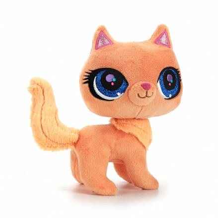 Мягкая игрушка – Рыжая кошка из мультфильма Litttelest Pet Shop, озвученная, 17 см. 